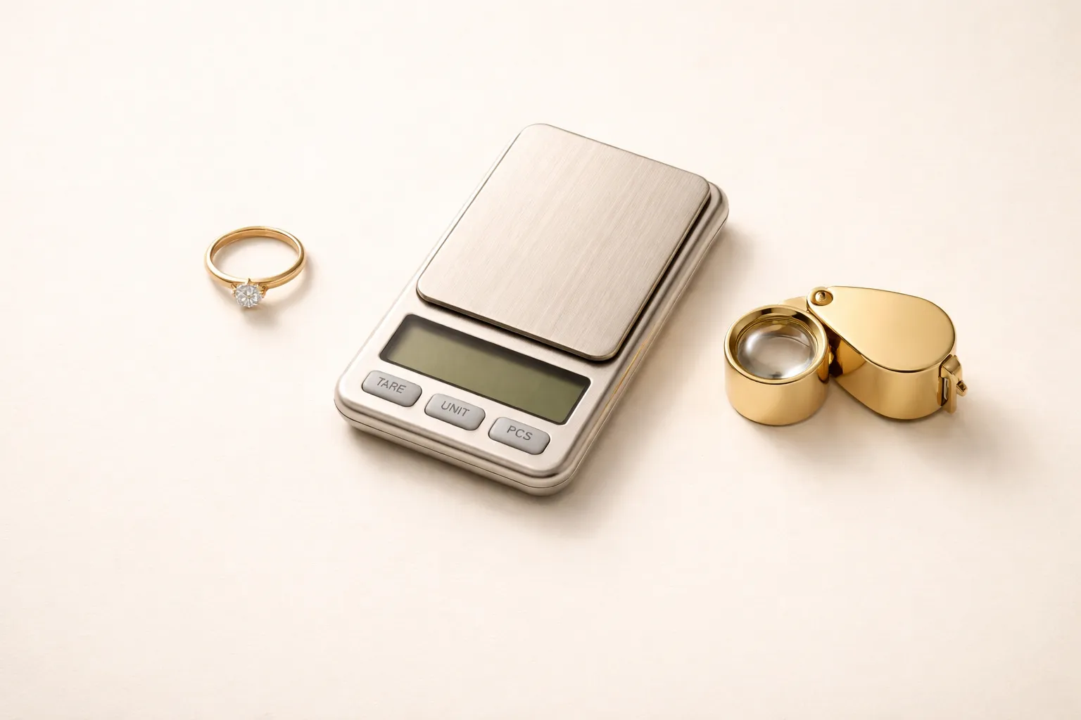 Goldring, Präzisionswaage und Juwelierslupe